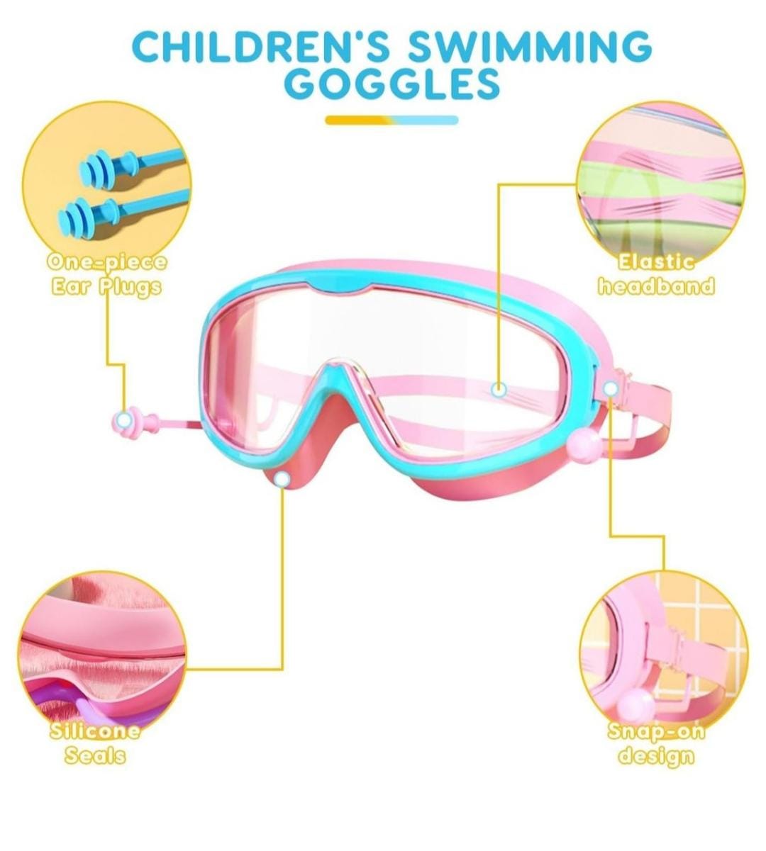 Lentes de natación para niños con protección de oidos